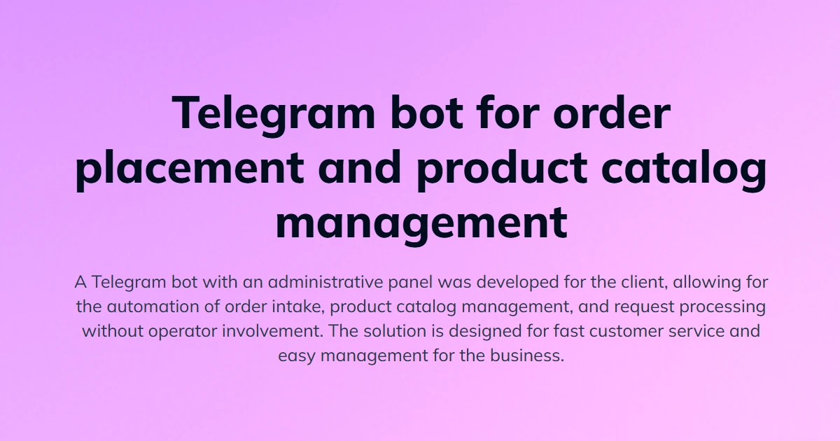 Telegram bot for taking orders and managing product catalogs