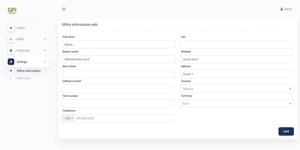 Section “Settings”